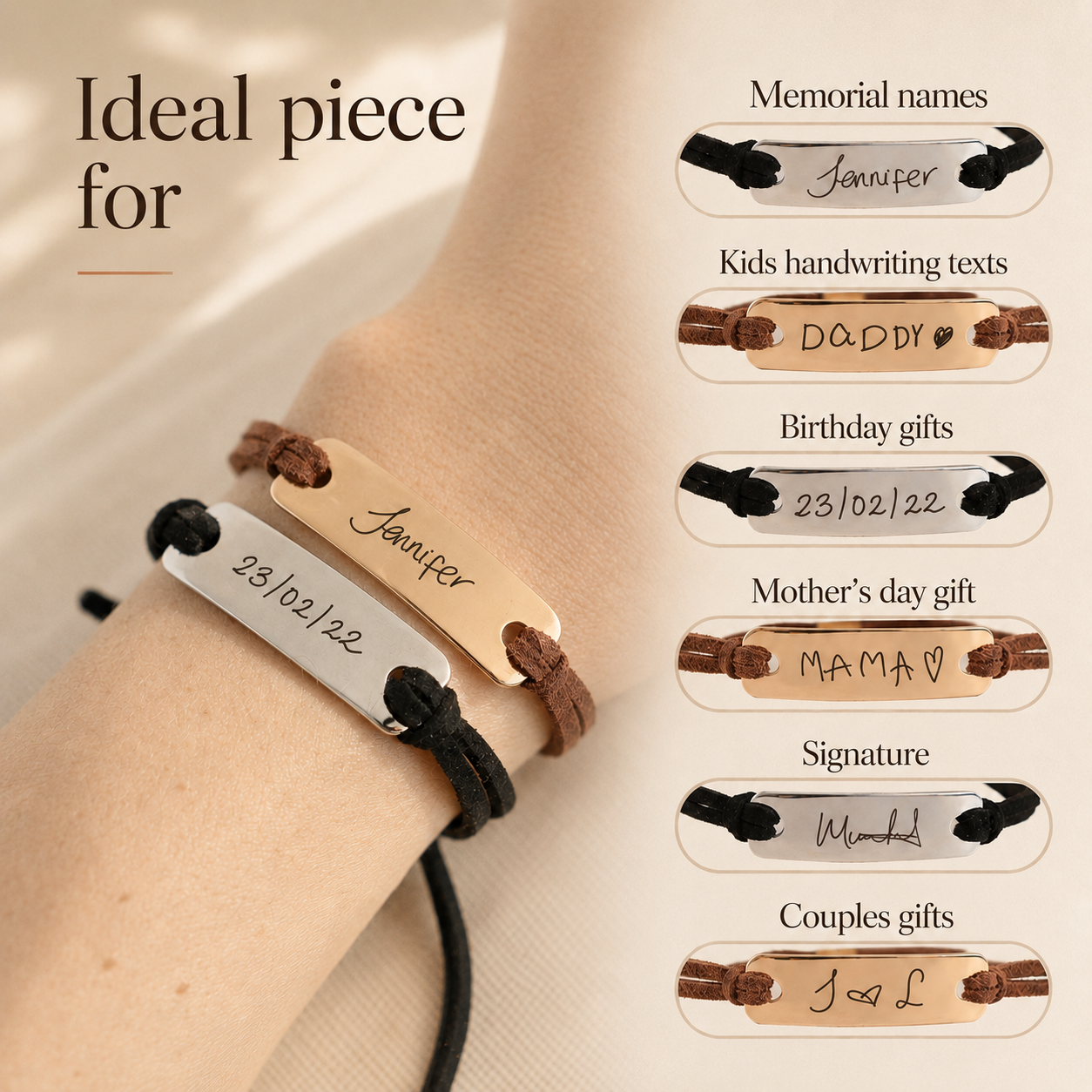 Personalized Cord Handwritten Bracelet