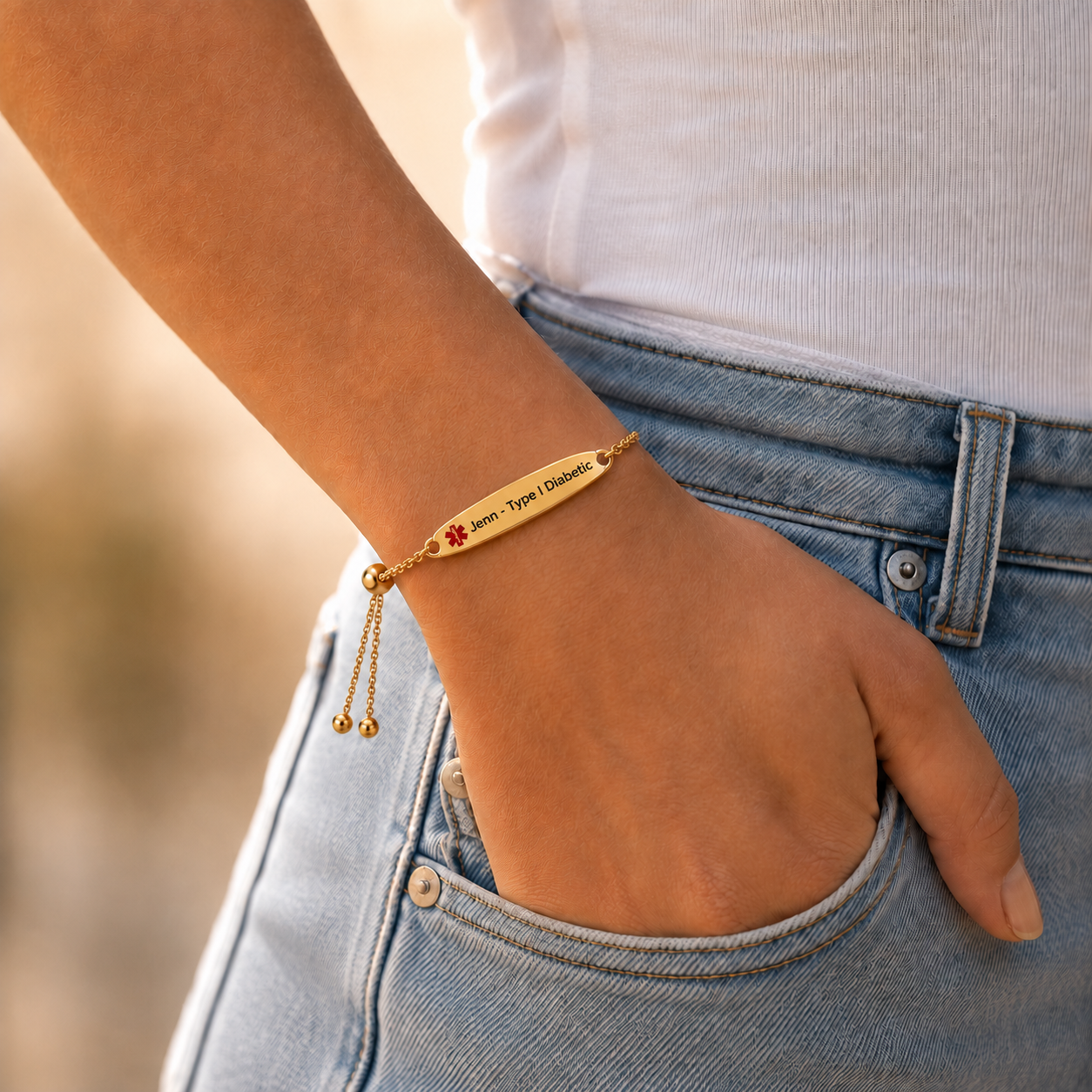 Custom Adjustable Medical Alert Bracelet