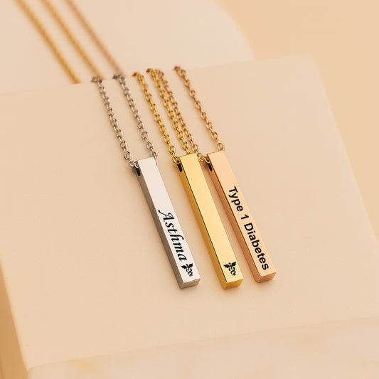 Medical ID 4 sides necklace