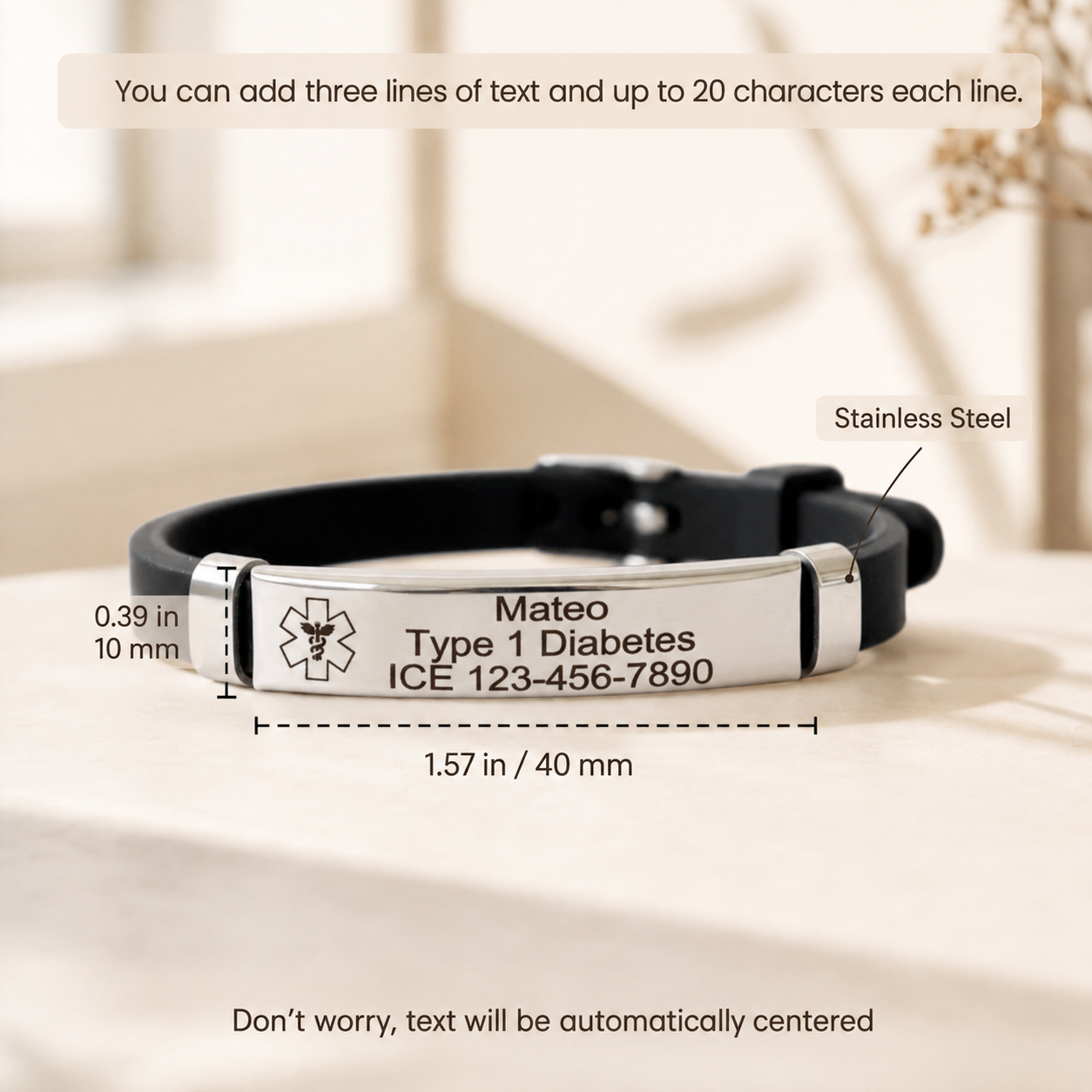 Kids’ Engraved Medical ID Bracelet
