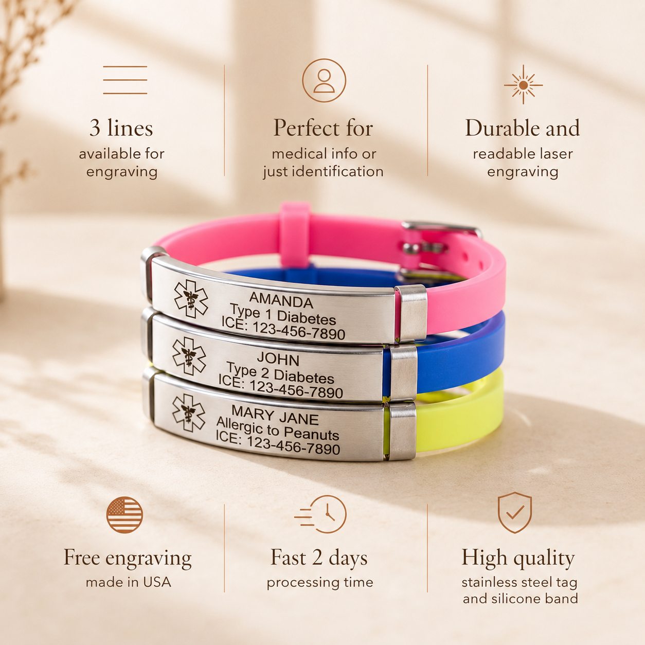 Kids’ Engraved Medical ID Bracelet