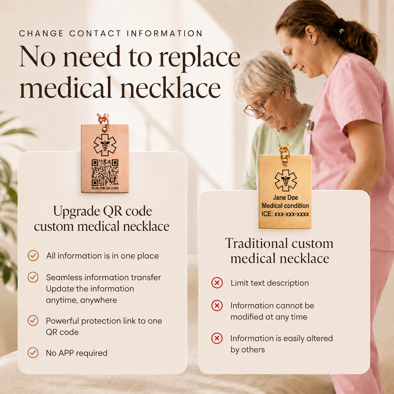 QR Code Medical ID Pendant Necklace