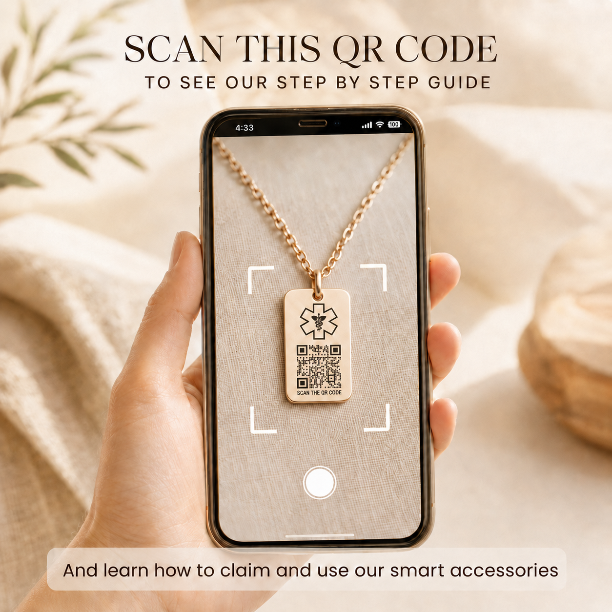 QR Code Medical ID Pendant Necklace