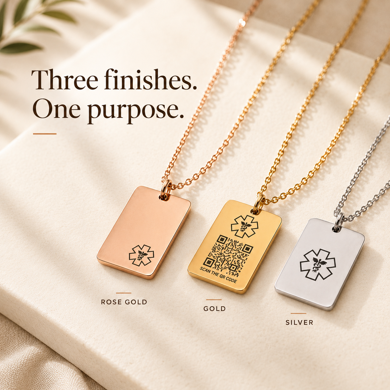 QR Code Medical ID Pendant Necklace