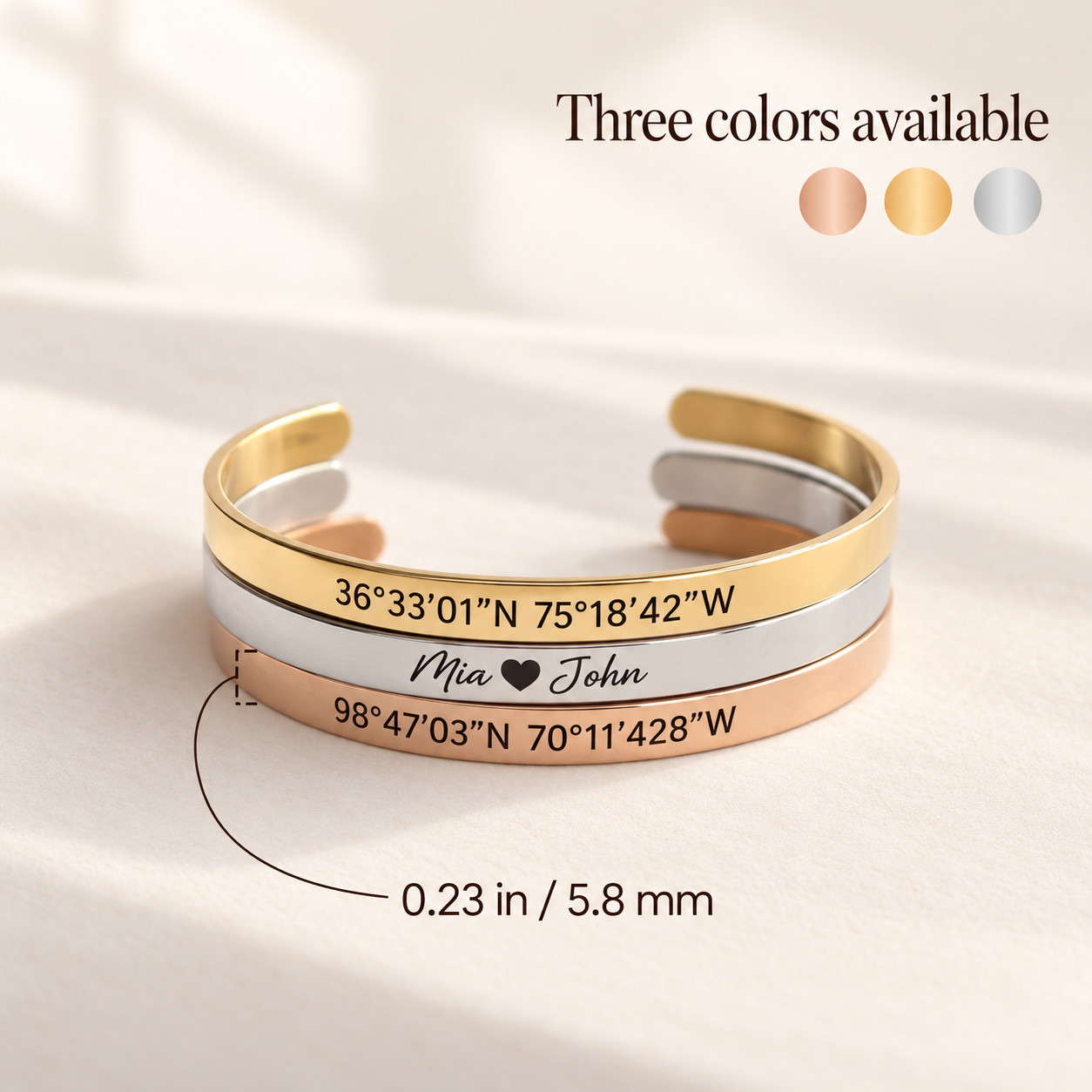 Custom engraved bar coordinate bracelet