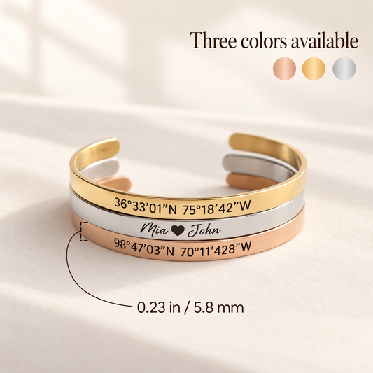 Custom engraved bar coordinate bracelet