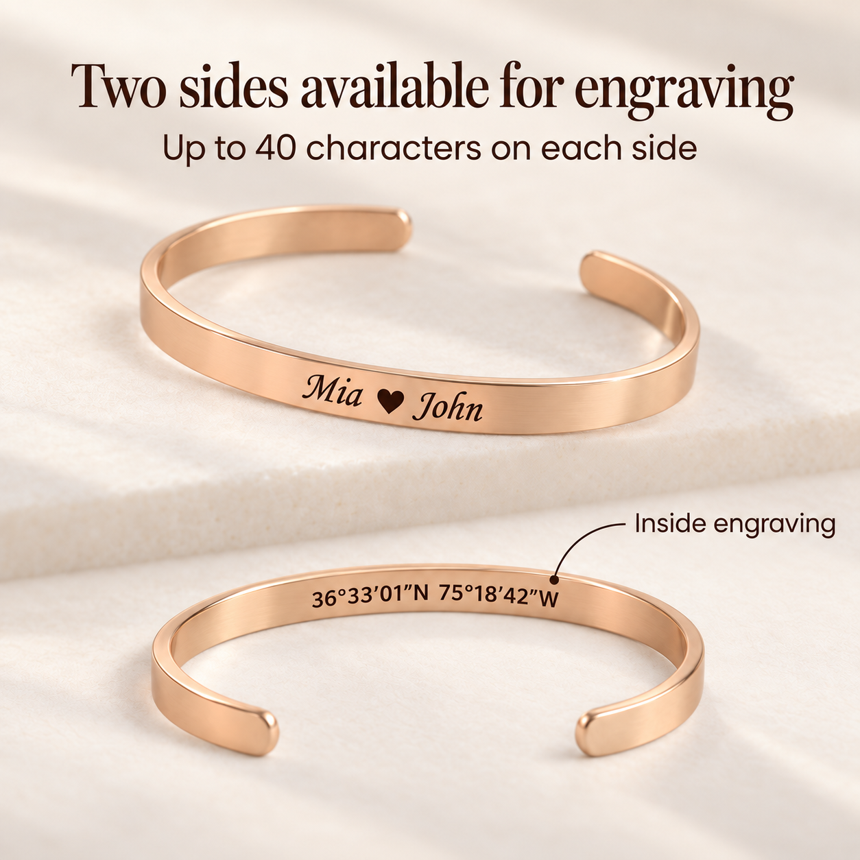Custom engraved bar coordinate bracelet