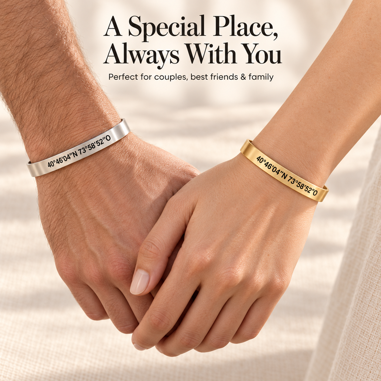 Custom engraved bar coordinate bracelet