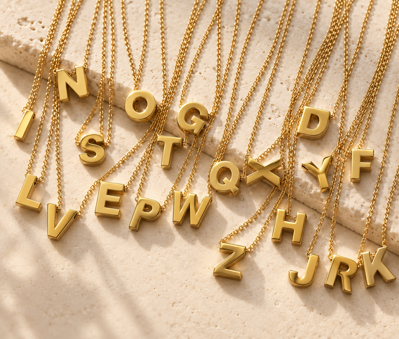 Custom Chunky Initial Necklace | Letter Charm Layering Necklace