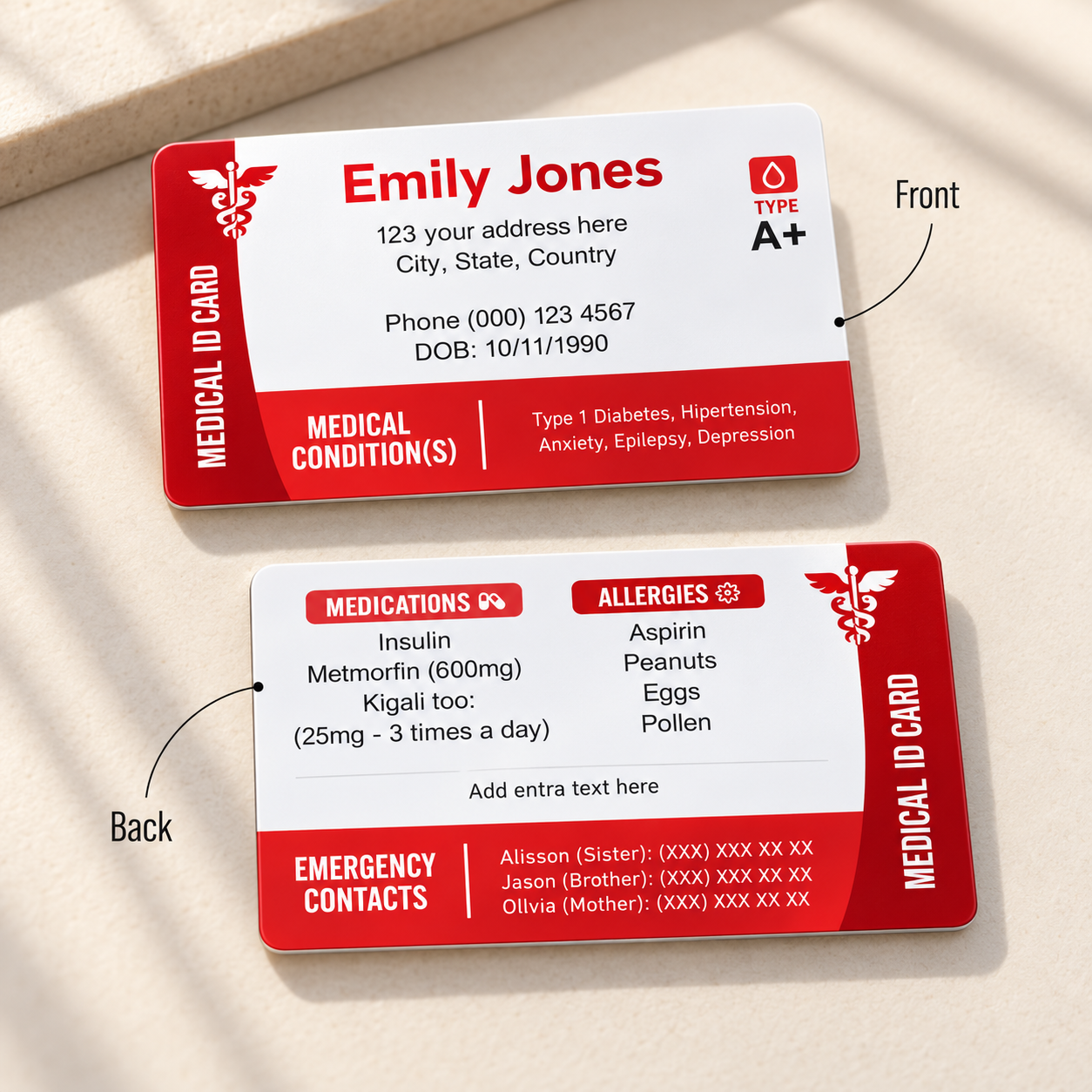 Medical ID Wallet Card