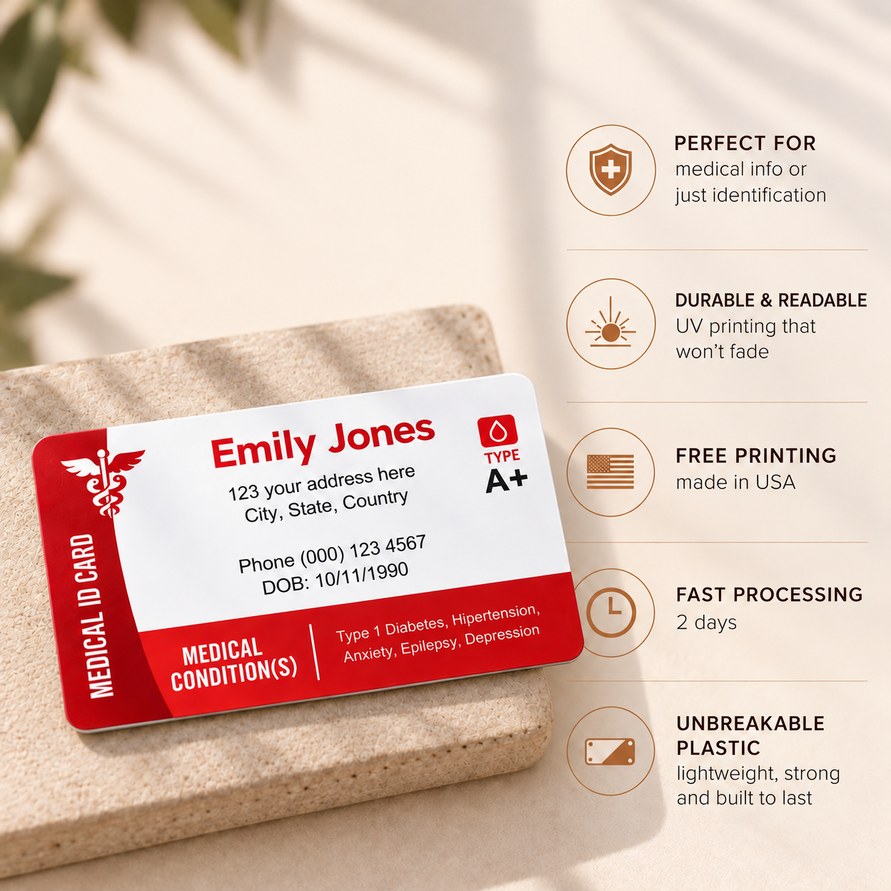 Medical ID Wallet Card