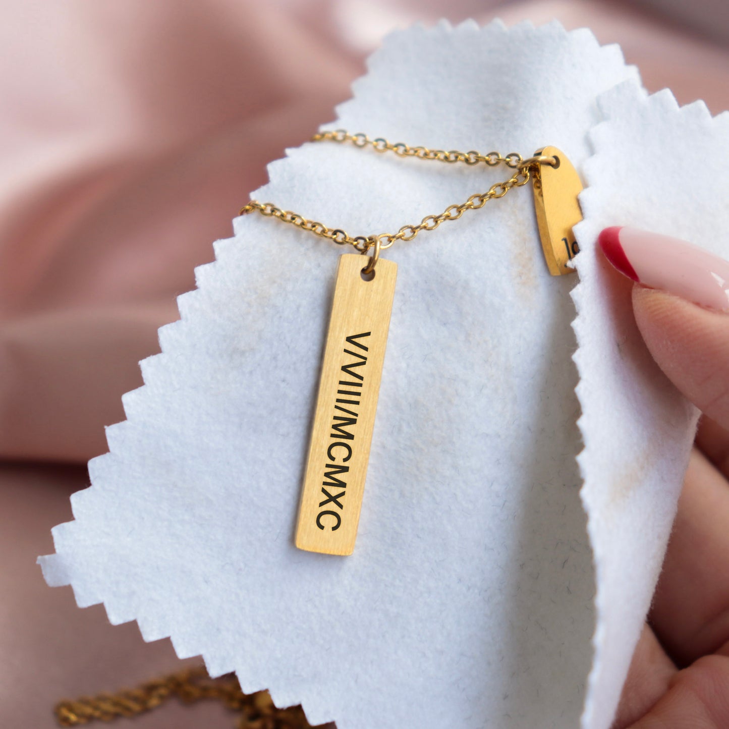 Custom Engraved Heart & Bar Necklace