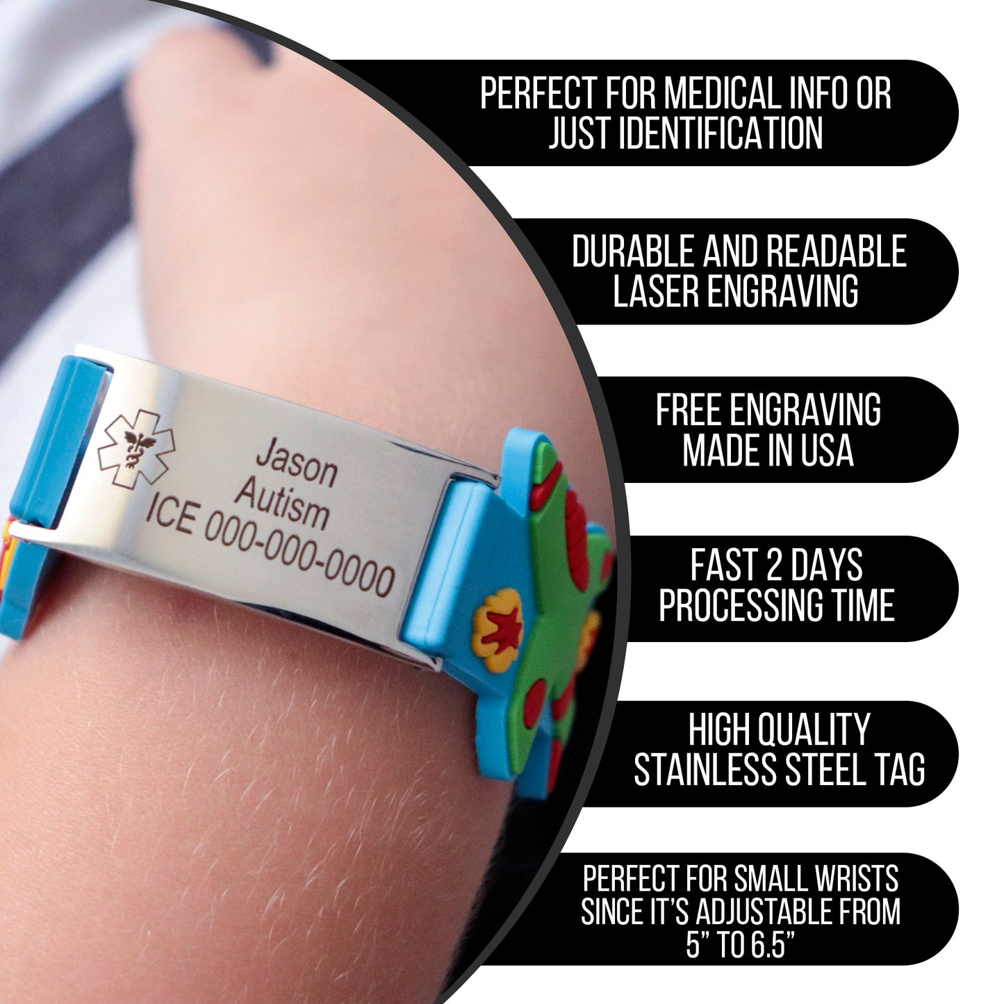 Custom ID Kids Emergency Bracelet