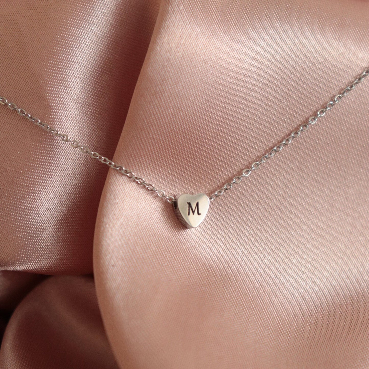 Custom Initial Tiny Heart Necklace