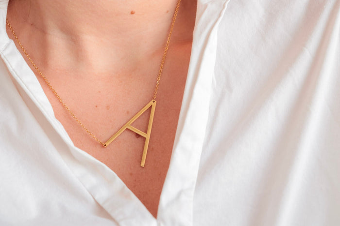 Large Initial Pendant Necklace