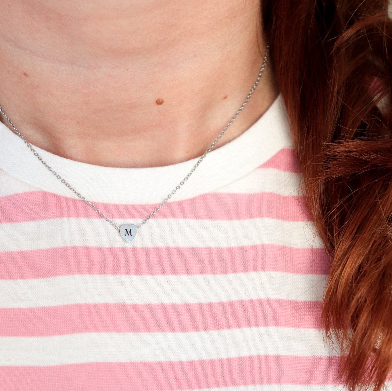 Custom Initial Tiny Heart Necklace