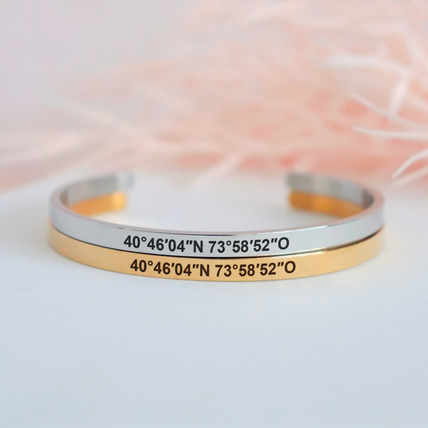 Custom engraved bar coordinate bracelet