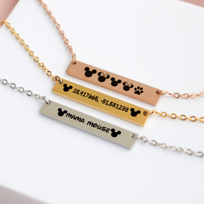 Personalized Family Coordinates Bar Necklace