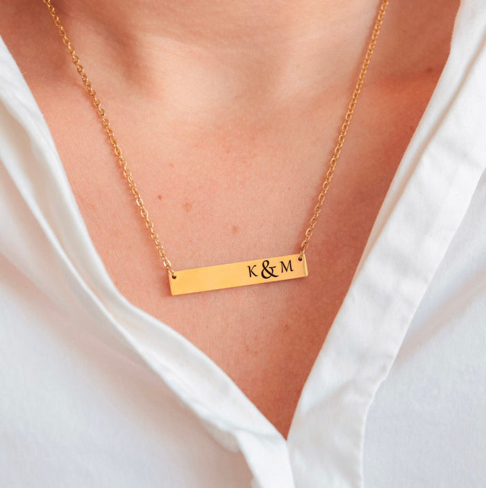 Personalized Couple Initials Bar Necklace