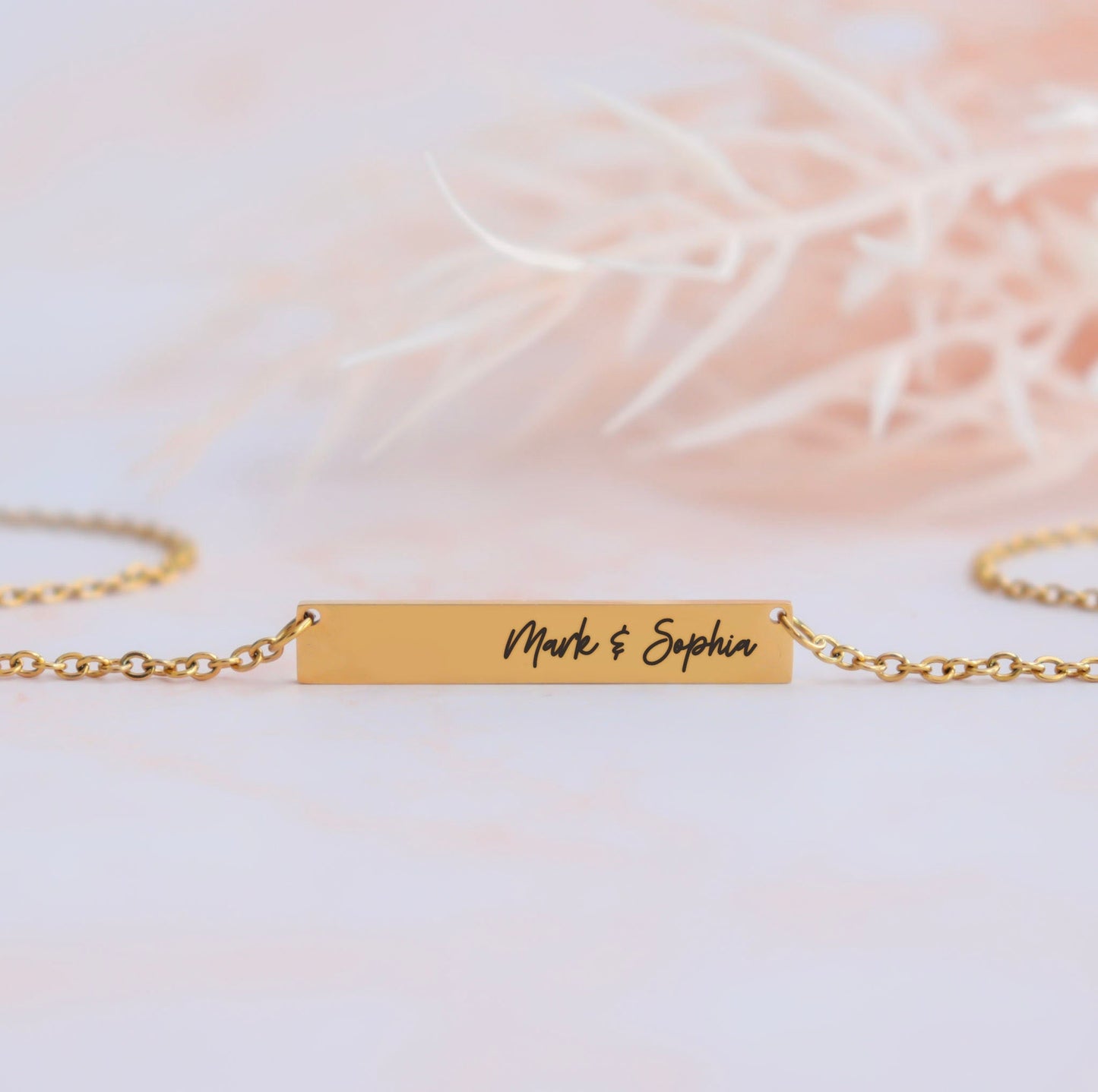 Personalized initials necklace, custom couple initials bar necklace, valentines day gift for wife, name plate necklace, name necklace