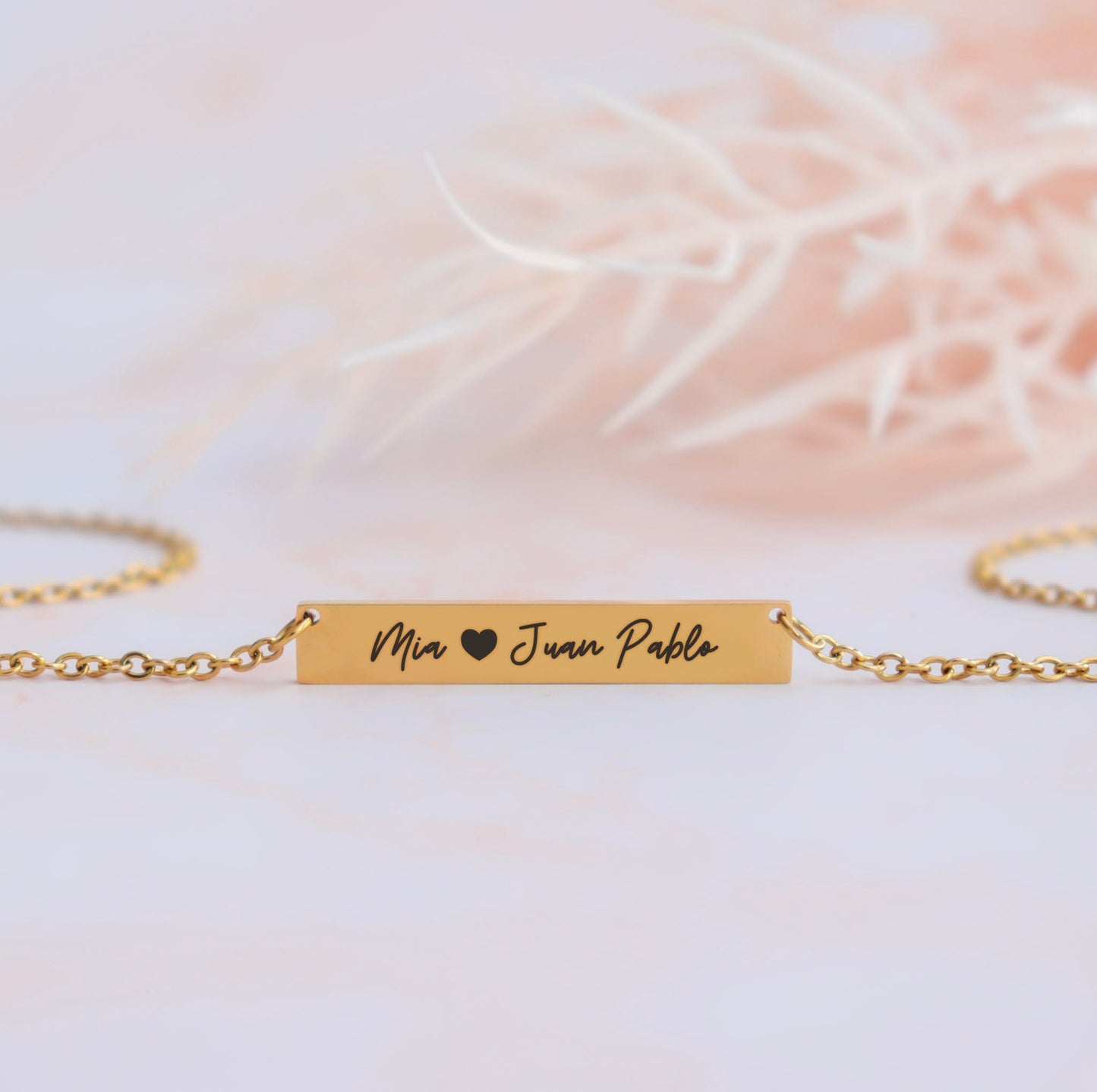 Personalized initials necklace, custom couple initials bar necklace, valentines day gift for wife, name plate necklace, name necklace