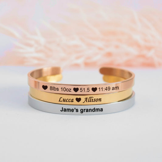 Custom Engraved Bar Bracelet for Mom