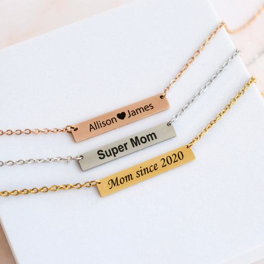 Custom mom necklace with kids names, engraved new mom necklace, mother's day gift, personalized grandma double name necklace