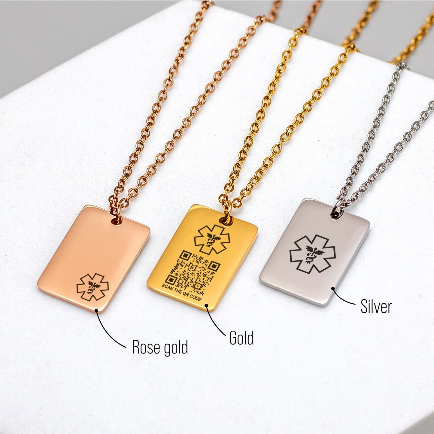 Medical ID Smart QR Code Pendant Necklace