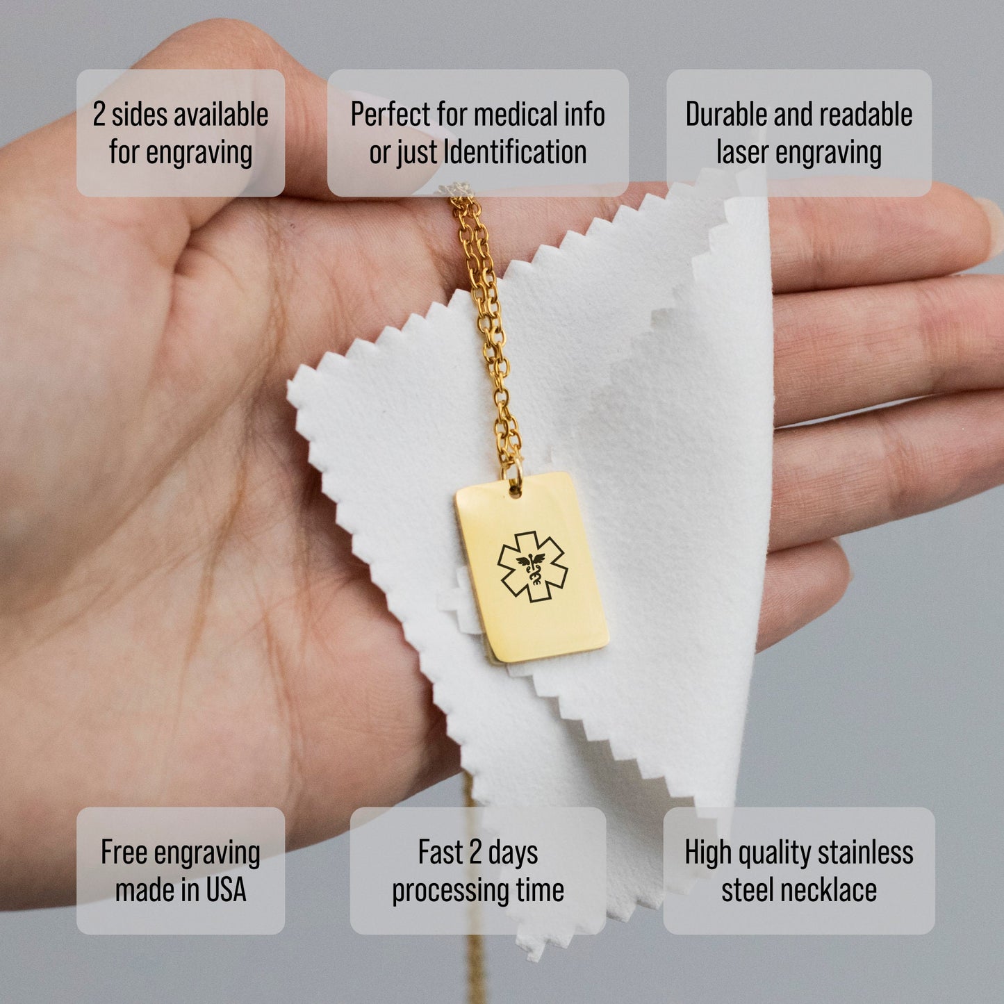 Medical ID Smart QR Code Pendant Necklace