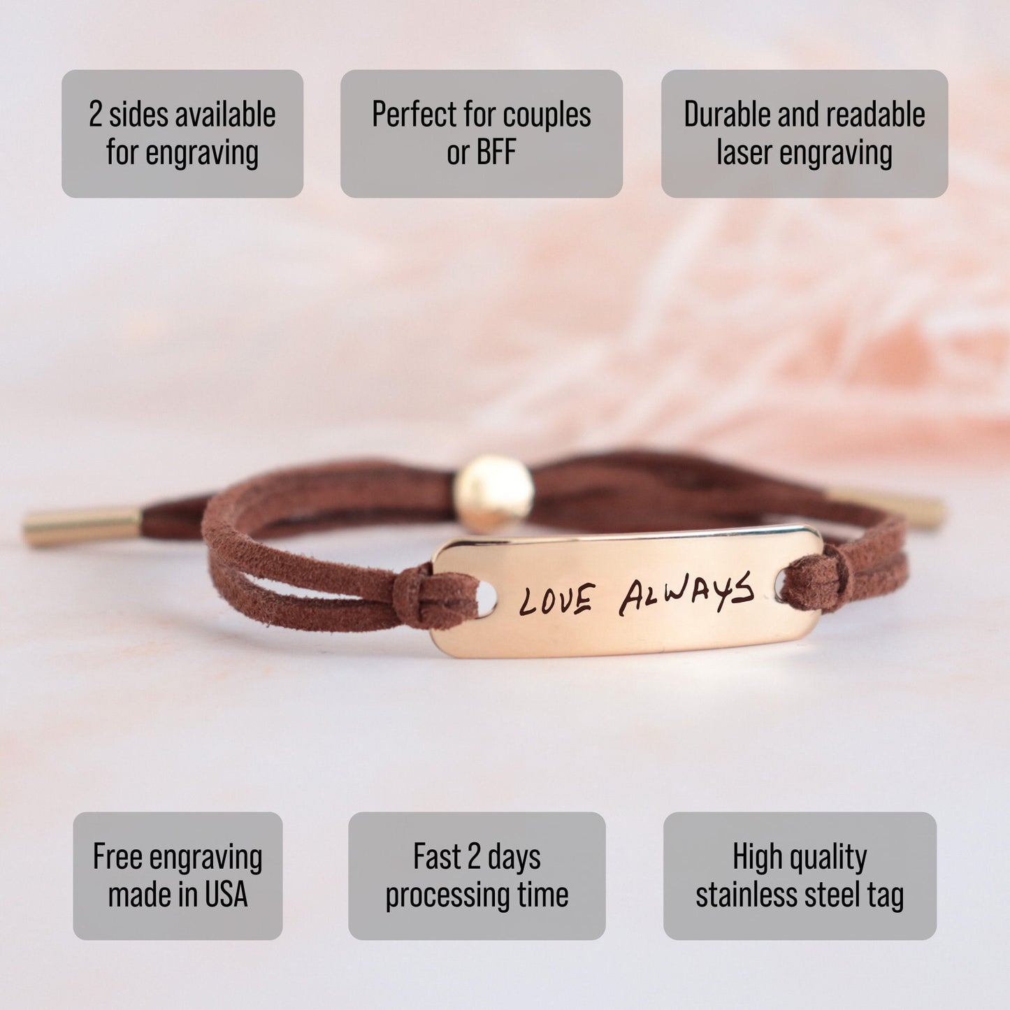 Personalized Cord Handwritten Bracelet