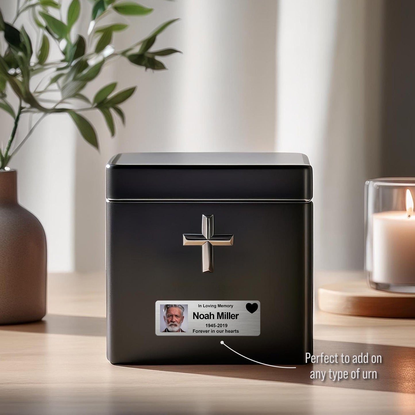 Personalized Memorial Urn Nameplate: Stainless Steel Ashes Box Plaque - photo 6