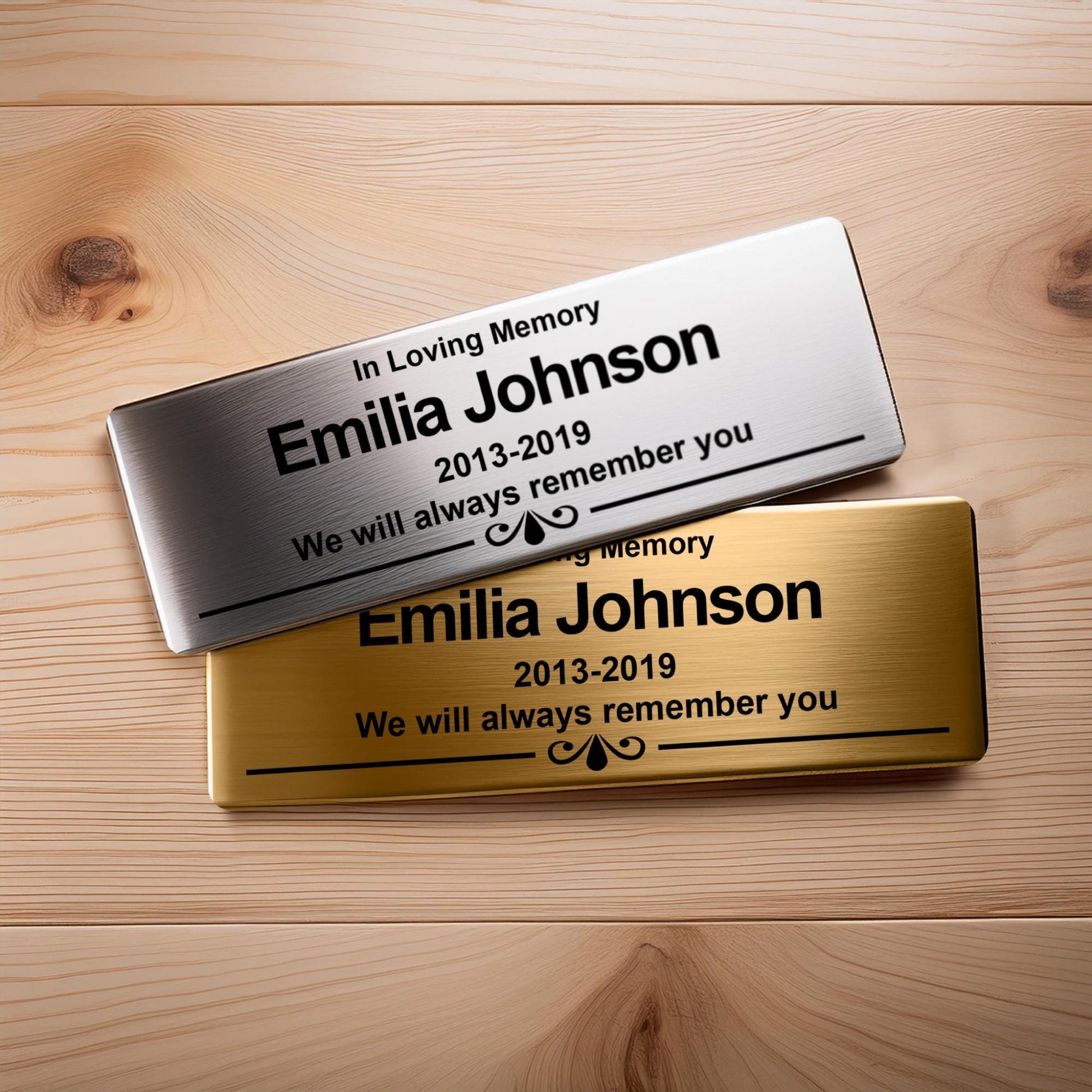 Personalized Memorial Urn Nameplate: Stainless Steel Remembrance Plaque - photo 3