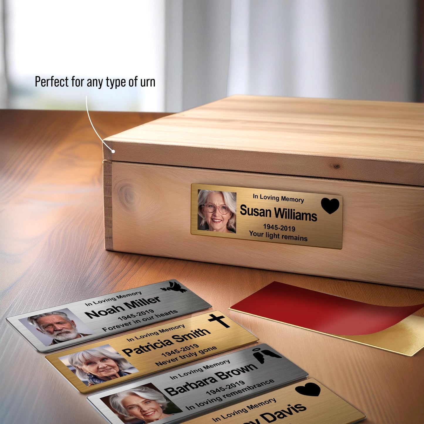Personalized Memorial Urn Nameplate: Stainless Steel Ashes Box Plaque - photo 4