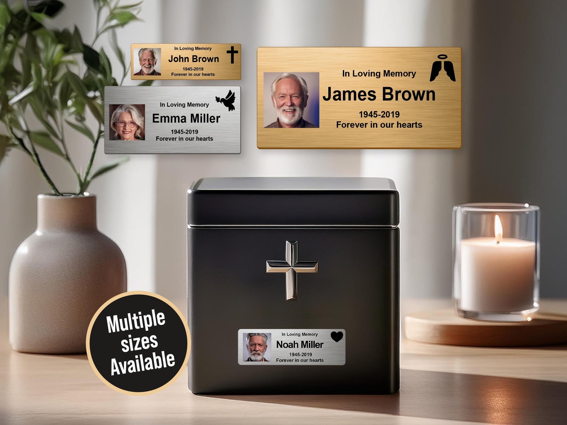 Personalized Memorial Urn Nameplate: Stainless Steel Ashes Box Plaque