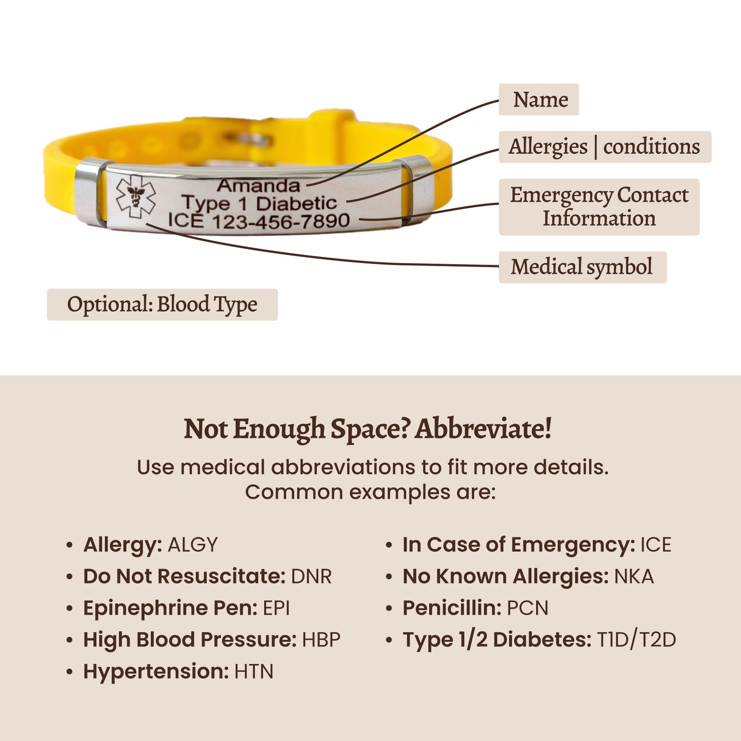 Custom Engraved Kids Emergency Bracelet