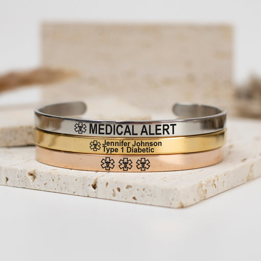 Custom engraved Medical alert bracelet women