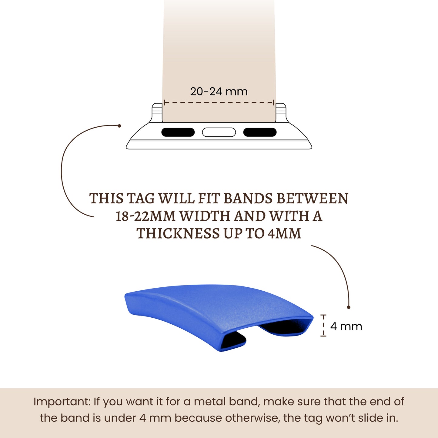 Alert ID Tag For Watch Band