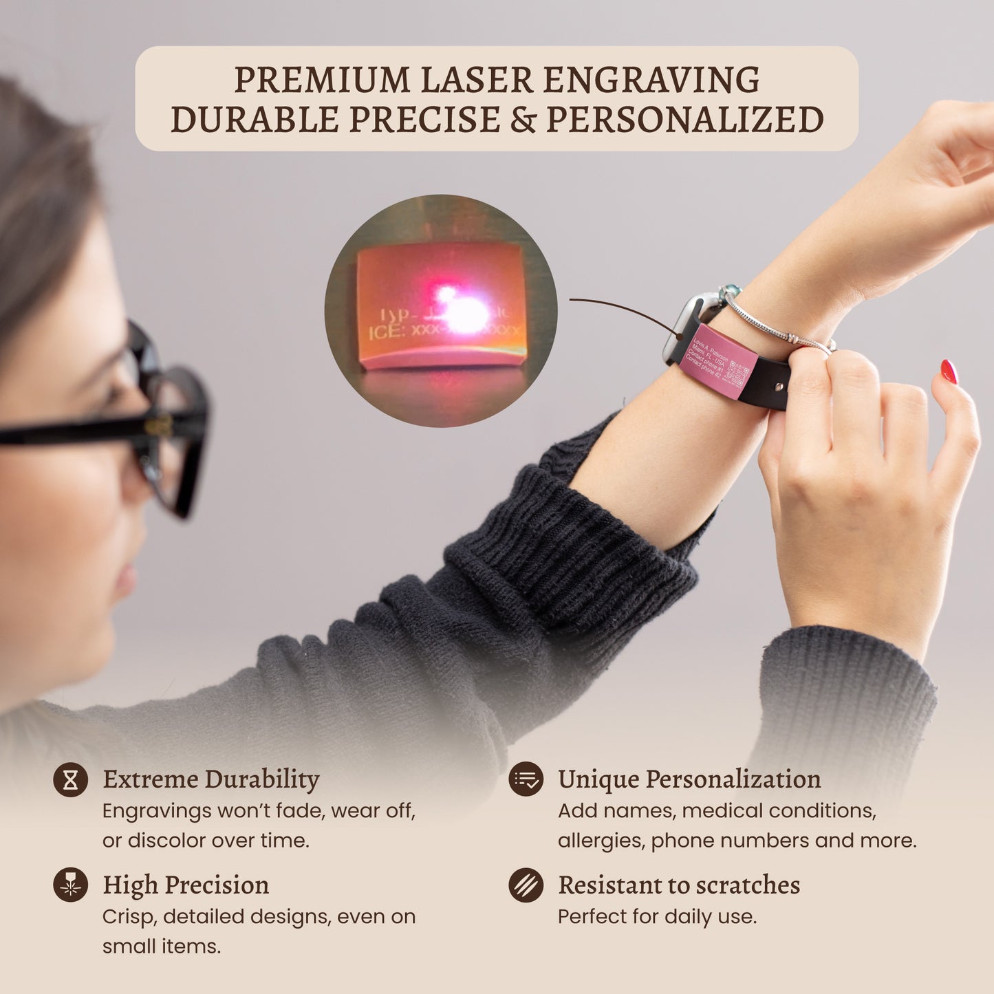 Alert Smart QR Code ID Tag For Watch Band