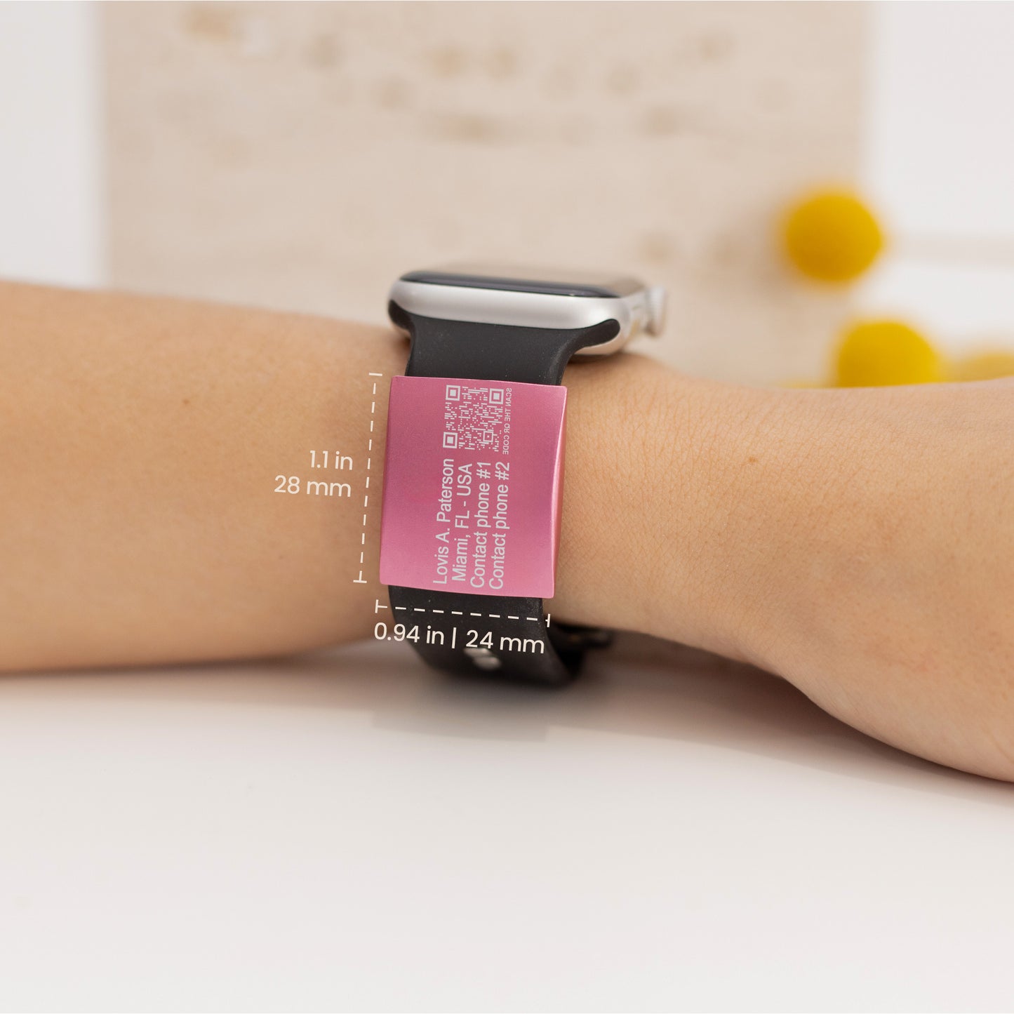 Alert Smart QR Code ID Tag For Watch Band