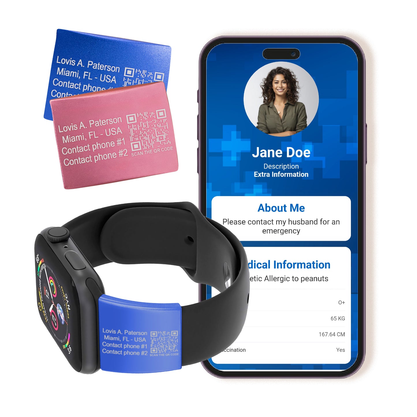 Alert Smart QR Code ID Tag For Watch Band