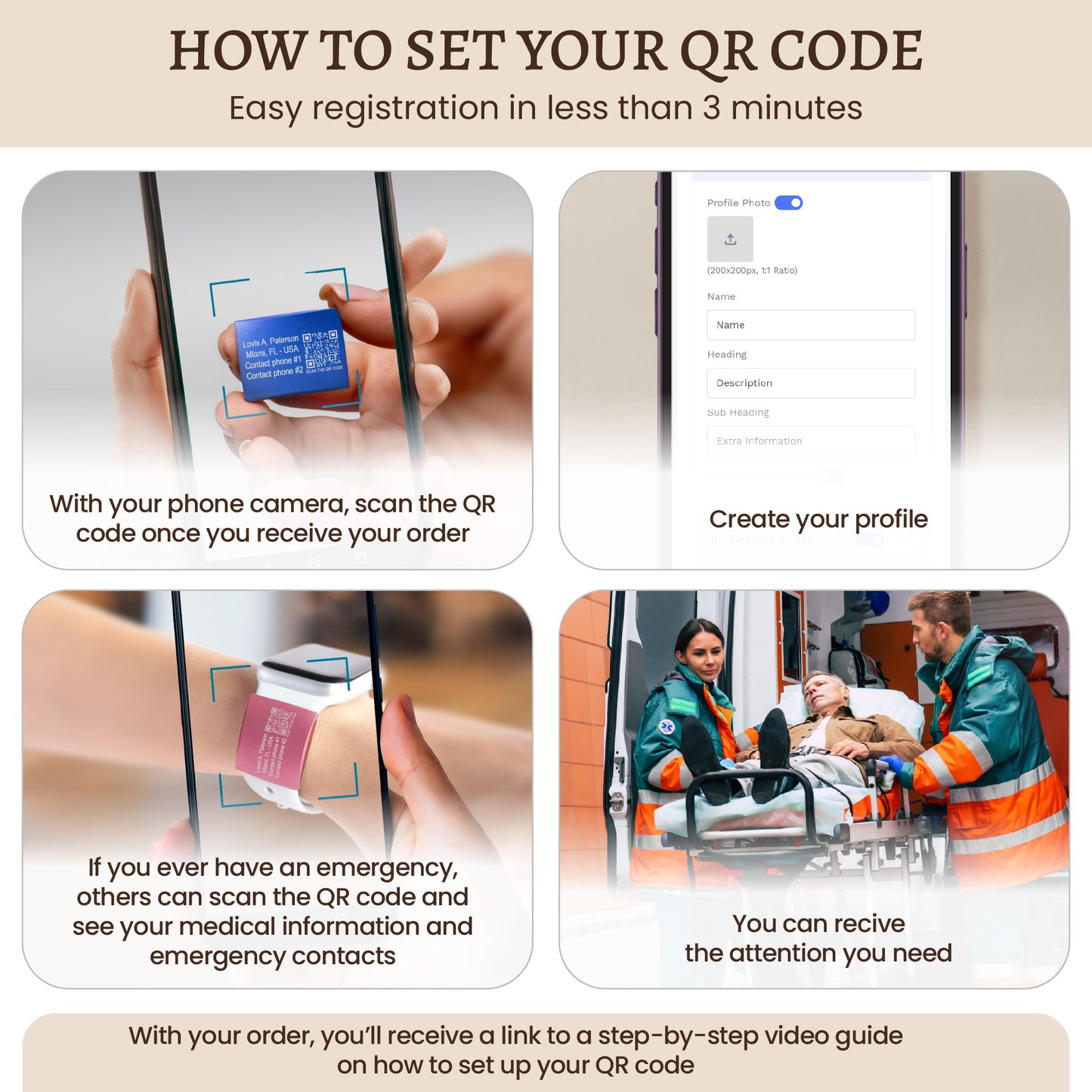 Alert Smart QR Code ID Tag For Watch Band
