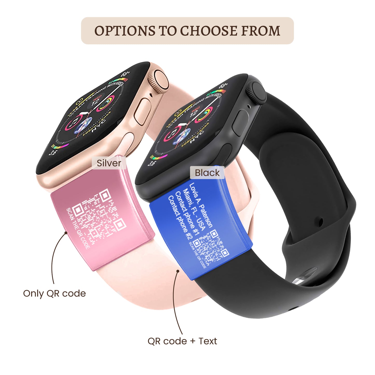 Alert Smart QR Code ID Tag For Watch Band