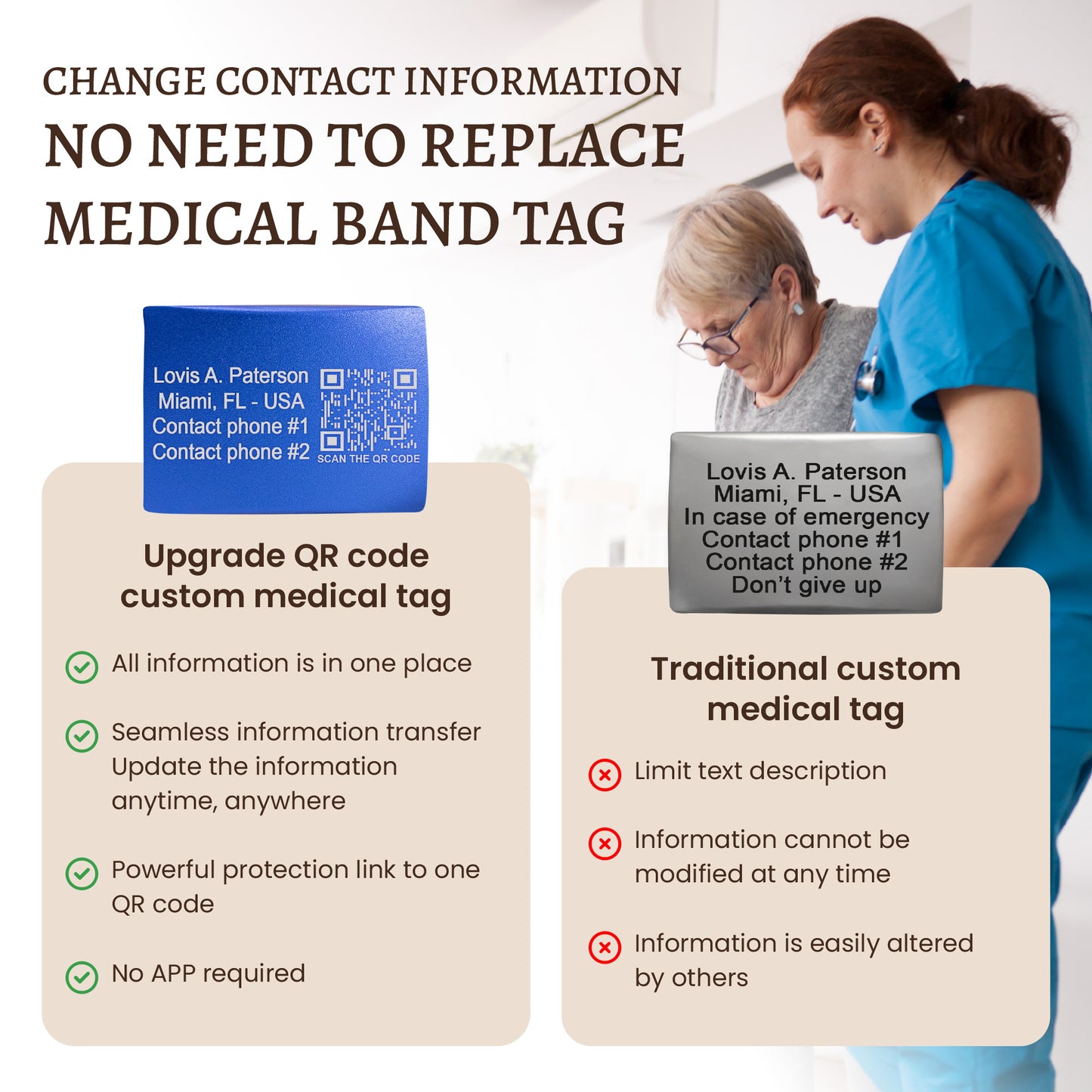Alert Smart QR Code ID Tag For Watch Band