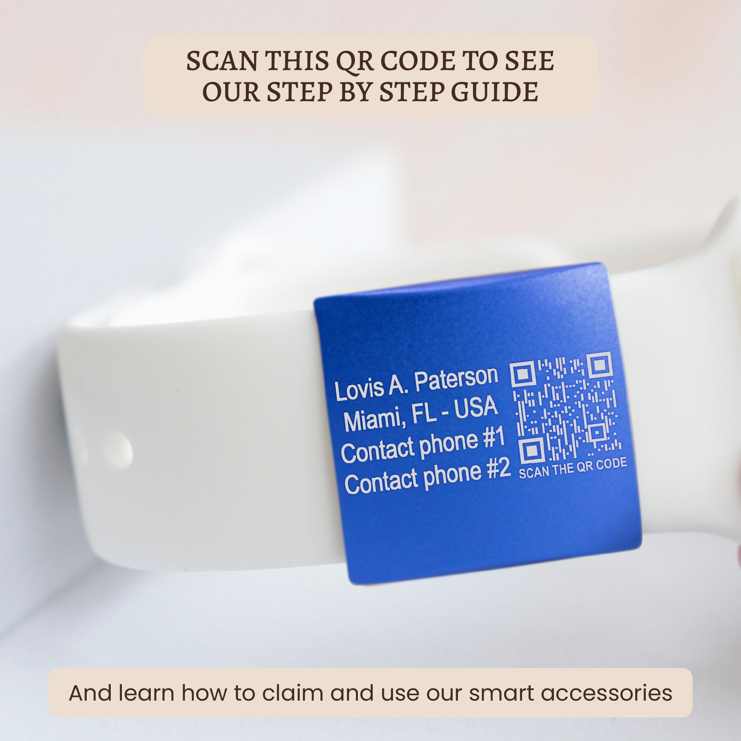 Alert Smart QR Code ID Tag For Watch Band
