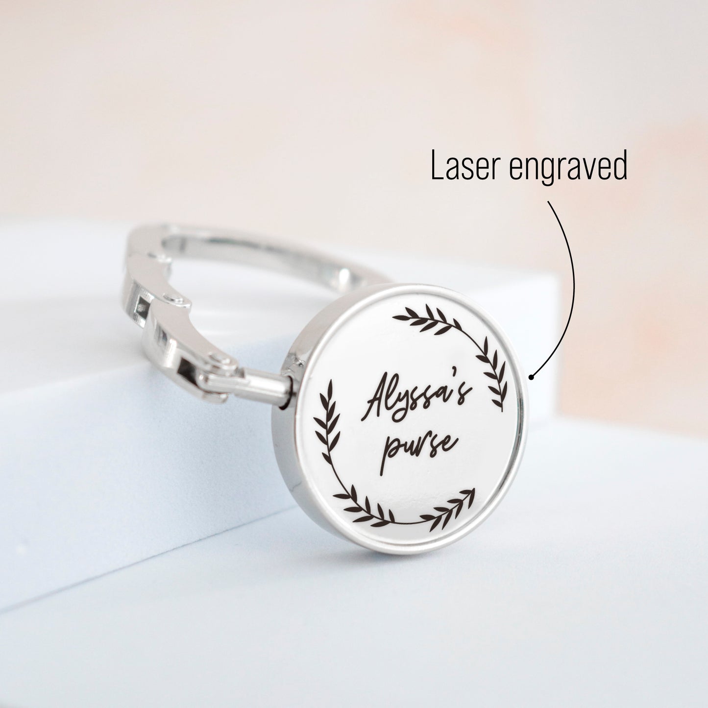 Custom Engraved Purse Hook Sets, Personalized Folding Handbag Hanger For Table