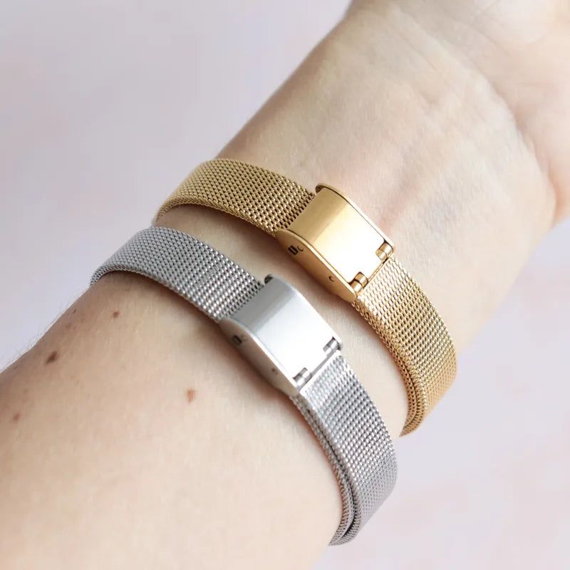 Gold and silver mesh medical ID bracelets